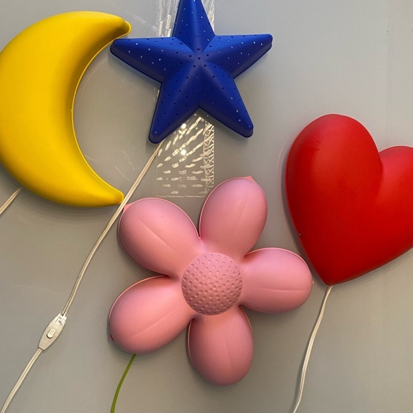 IKEA Kids Wall Lamps – Moon, Star, Flower & Heart – Set of 4 - Picture 2 of 8